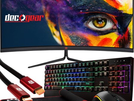 Deco Gear 30  Curved Gaming Monitor, 2560x1080, 200Hz, 1ms MPRT, Level One Bundle For Discount