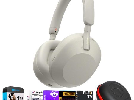 Sony Wireless Industry Leading Noise Canceling Headphones, Silver w  Warranty Bundle Hot on Sale