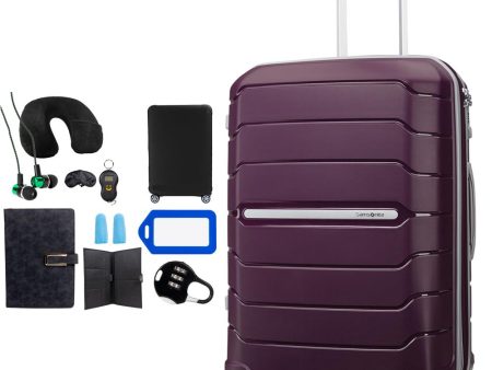 Samsonite Freeform 24  Medium Spinner Luggage Amethyst Purple + Traveling Bundle For Discount