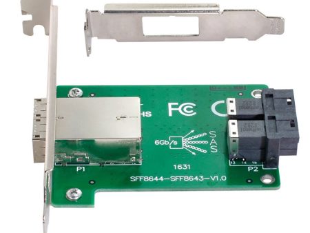 SF-021 Dual Ports Mini SAS HD SFF-8644 To Internal SAS HD SFF-8643 PCBA Female Adapter with Standard Low Profile Bracket For Discount