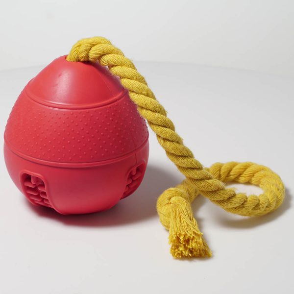 Cone Shape Ball Toy with Rope Natural Rubber Pet Treat Feeding Toy Dog Chewing Bite Interactive Toy Supply