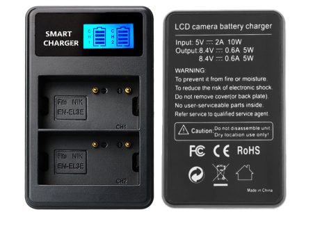 Dual-Bay EN-EL3E EL3 USB Battery Charger with LCD Display for Nikon D90 D80 D300 D700 etc Cheap