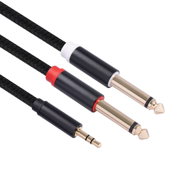 1m Audio Cable 3.5mm to Double 6.35mm Aux Cable 2 Mono 6.35 Jack to 3.5 Male for Phone to Mixer Amplifier Fashion