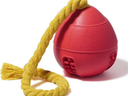 Cone Shape Ball Toy with Rope Natural Rubber Pet Treat Feeding Toy Dog Chewing Bite Interactive Toy Supply