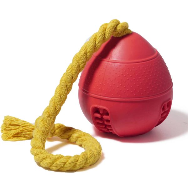 Cone Shape Ball Toy with Rope Natural Rubber Pet Treat Feeding Toy Dog Chewing Bite Interactive Toy Supply