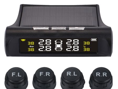 Car TPMS Tire Pressure Monitoring System with 4 External Sensor Solar Charging HD Digital LCD Display Auto Alarm System Online Sale