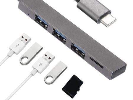 4 Ports Type-C to USB2.0 TF Card Slot Splitter Hub Adapter Support OTG for MacBook Pro Air Fashion