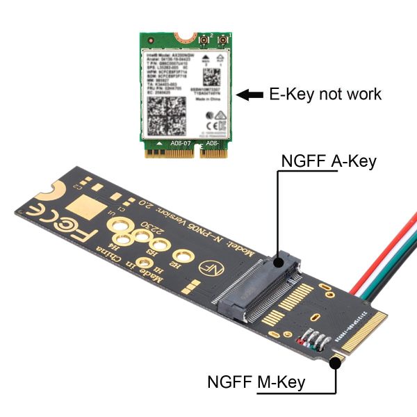 EP-002 Wireless NGFF A E-Key WiFi Card to M.2 NGFF Key-M NVME SSD Adapter for AX200 WiFi 6 Bluetooth 5.1 Online