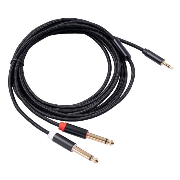 1m Audio Cable 3.5mm to Double 6.35mm Aux Cable 2 Mono 6.35 Jack to 3.5 Male for Phone to Mixer Amplifier Fashion