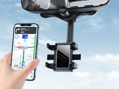 Car Rearview Mirror Phone Holder GPS Rotating Adjustable Telescopic Car Phone Bracket Mount For Sale