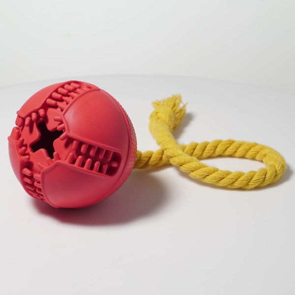 Cone Shape Ball Toy with Rope Natural Rubber Pet Treat Feeding Toy Dog Chewing Bite Interactive Toy Supply