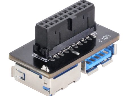 U3-056 Dual USB 3.0 A Type Female to Motherboard 20Pin Box Header Slot PCBA Flat Type Converter Adapter Online