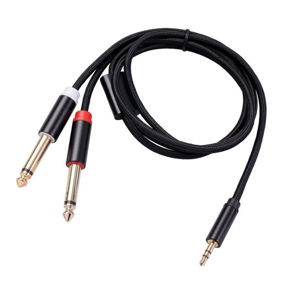 1m Audio Cable 3.5mm to Double 6.35mm Aux Cable 2 Mono 6.35 Jack to 3.5 Male for Phone to Mixer Amplifier Fashion