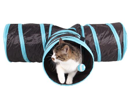 3 Channels Folding Pet Dog Toy Tunnel Roll Puppy Cat Sleeping Tents Bed with Bell Ball Online Hot Sale