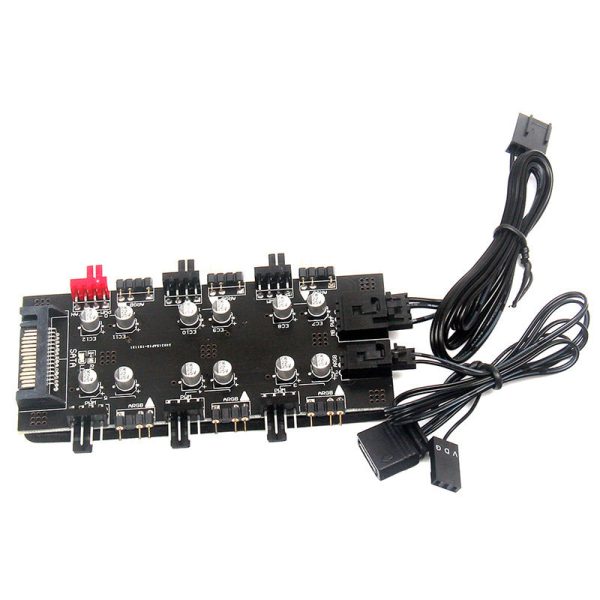 Computer Motherboard SATA 1 to 6 PWM   ARGB Hub 4-Pin Fan Hub 5V 3-Pin RGB Converter Supply