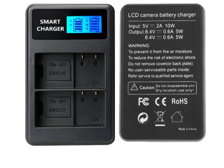 EN-EL15 Battery 2-Bay USB Charger with LCD Display for Nikon D7000 D800 D800E D600 V1 Cheap