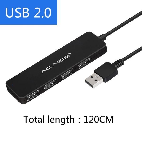 ACASIS AB2-L412 1.2m Cable 4 Ports USB2.0 Hub 480Mbps Data Transmission USB Hub Splitter Hot on Sale