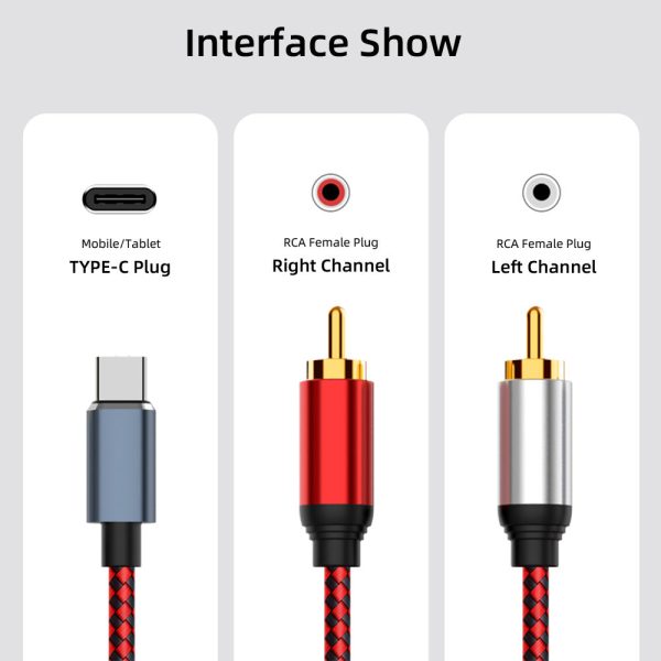 0.5m USB Type-C to 2 RCA Male Audio Cable for Mobile Phone Tablet Connection to Speaker Amplifier Online