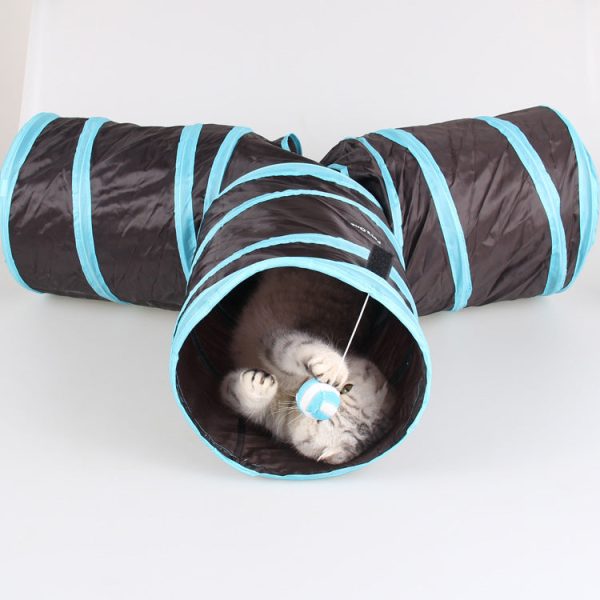 3 Channels Folding Pet Dog Toy Tunnel Roll Puppy Cat Sleeping Tents Bed with Bell Ball Online Hot Sale