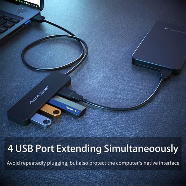 ACASIS AB2-L412 1.2m Cable 4 Ports USB2.0 Hub 480Mbps Data Transmission USB Hub Splitter Hot on Sale