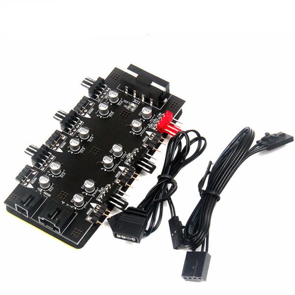 Computer Motherboard IDE 1 to 6 PWM ARGB Hub 4-Pin Fan Adapter 5V 3-Pin RGB Converter Fashion