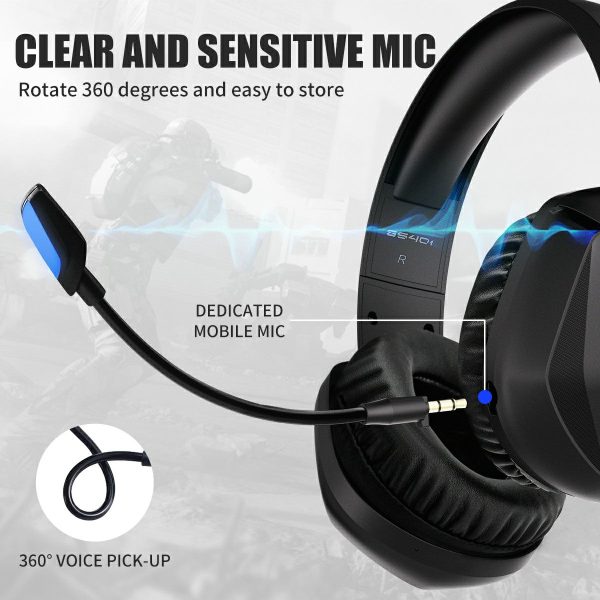 GS401 Surround Sound Gaming Headset with Mic for PC Phone Tablet, 2.4G Wireless Supply