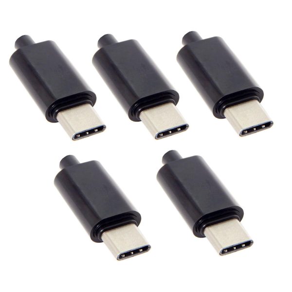 5PCS Lot DIY 24Pin USB Type-C USB-C Male OTG Host Type 5.1k Resistor with Black Housing Cover on Sale