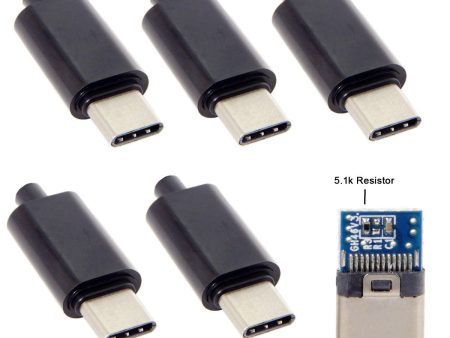 5PCS Lot DIY 24Pin USB Type-C USB-C Male OTG Host Type 5.1k Resistor with Black Housing Cover on Sale