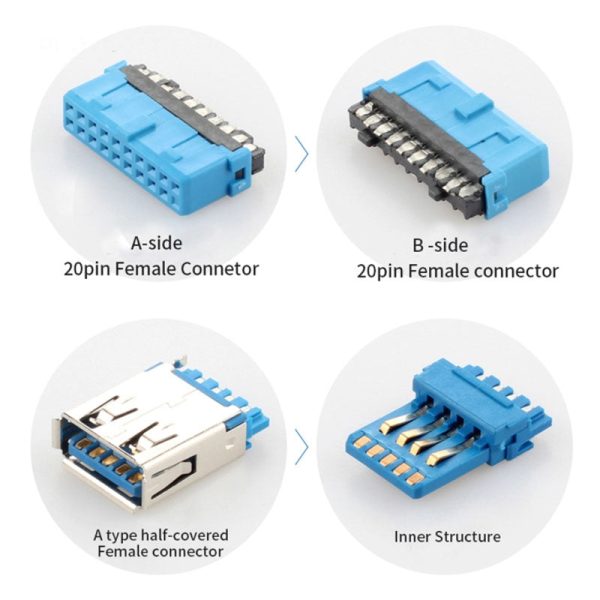 0.5m Male to Female USB 3.0 Motherboard 20 Pin Header Extension Adapter Cable Online Hot Sale