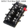 Computer Motherboard SATA 1 to 6 PWM   ARGB Hub 4-Pin Fan Hub 5V 3-Pin RGB Converter Supply